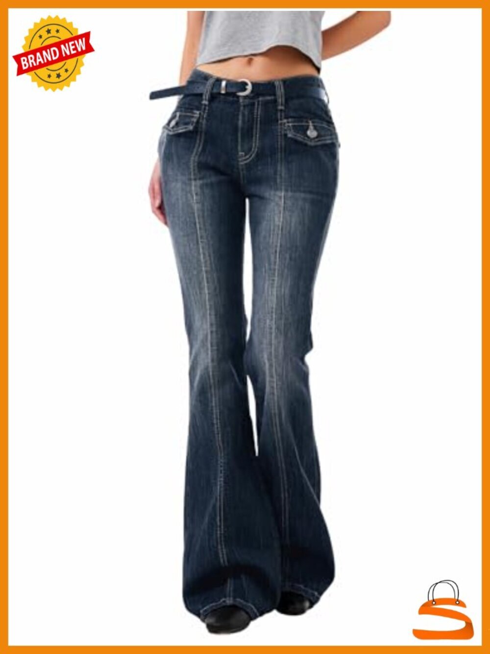 Bootcut Flare Jeans for Women Y2K Distressed Stretch Denim Wide Leg Pants